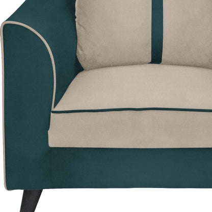 Mason Cushion Back Fabric Sofa - Green & Beige