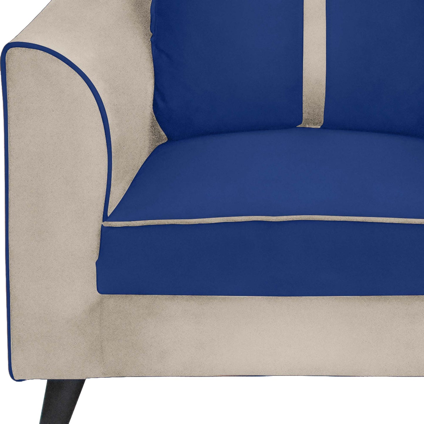 Mason Cushion Back Fabric Sofa - Beige & Blue