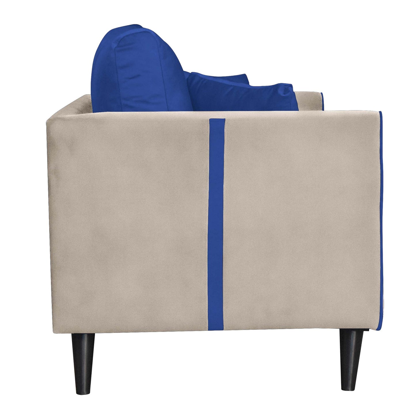 Mason Cushion Back Fabric Sofa - Beige & Blue