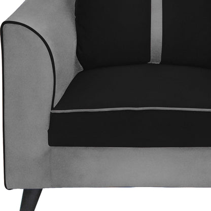 Mason Cushion Back Fabric Sofa - Grey & Black