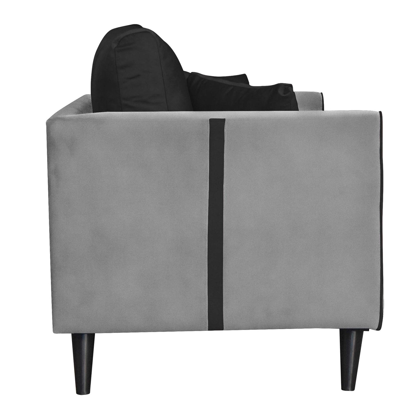 Mason Cushion Back Fabric Sofa - Grey & Black