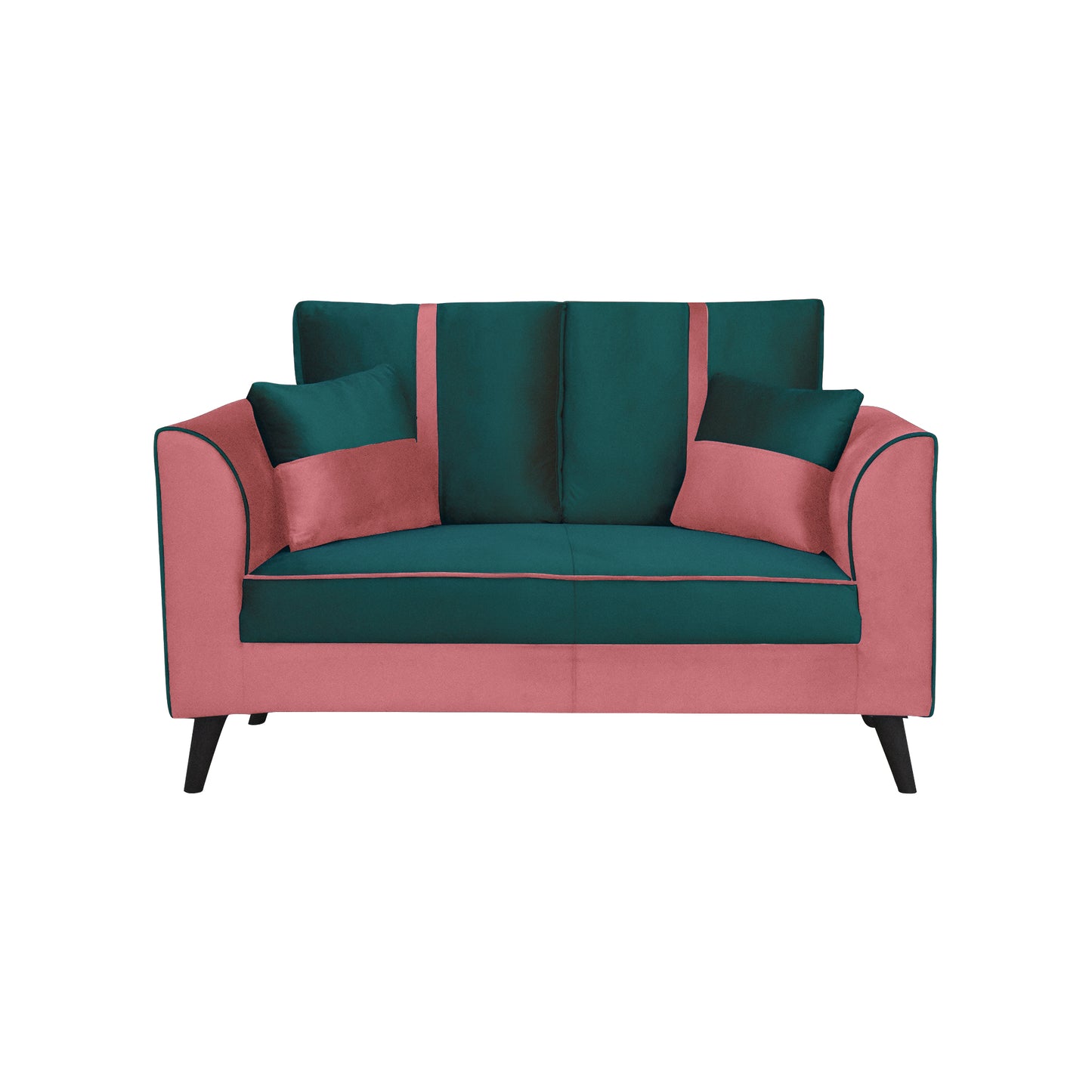 Mason Cushion Back Fabric Sofa - Dark Pink & Green