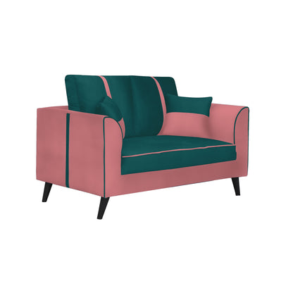 Mason Cushion Back Fabric Sofa - Dark Pink & Green