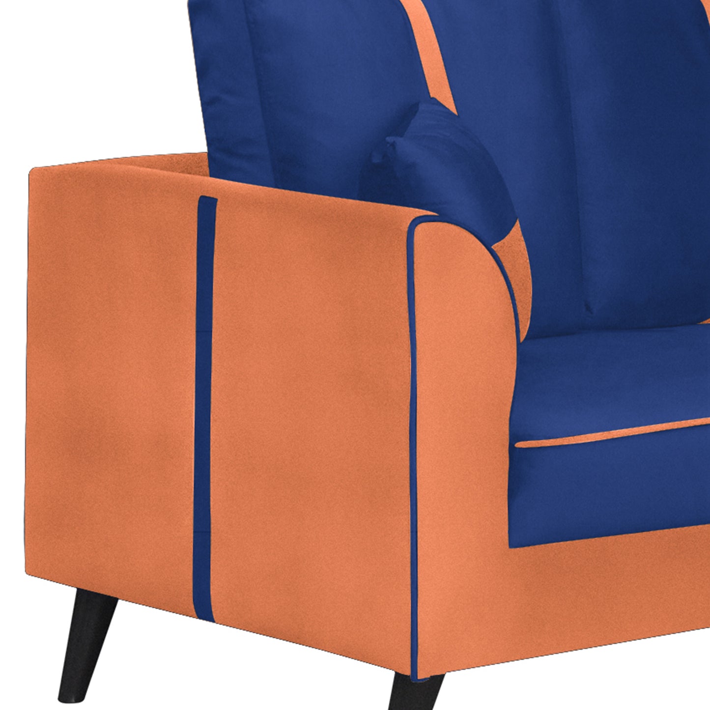 Mason Cushion Back Fabric Sofa - Orange & Blue