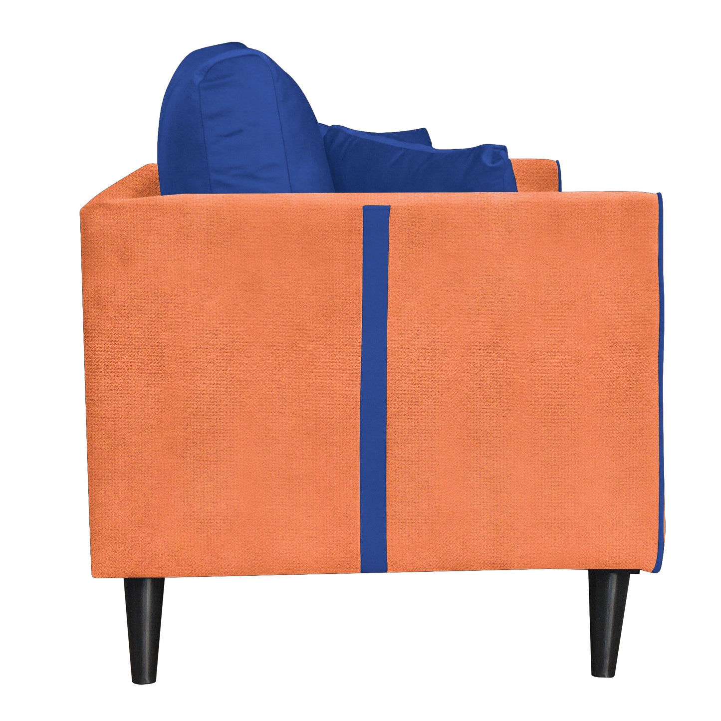 Mason Cushion Back Fabric Sofa - Orange & Blue