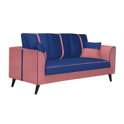 Mason Cushion Back Fabric Sofa - Dark Pink & Blue