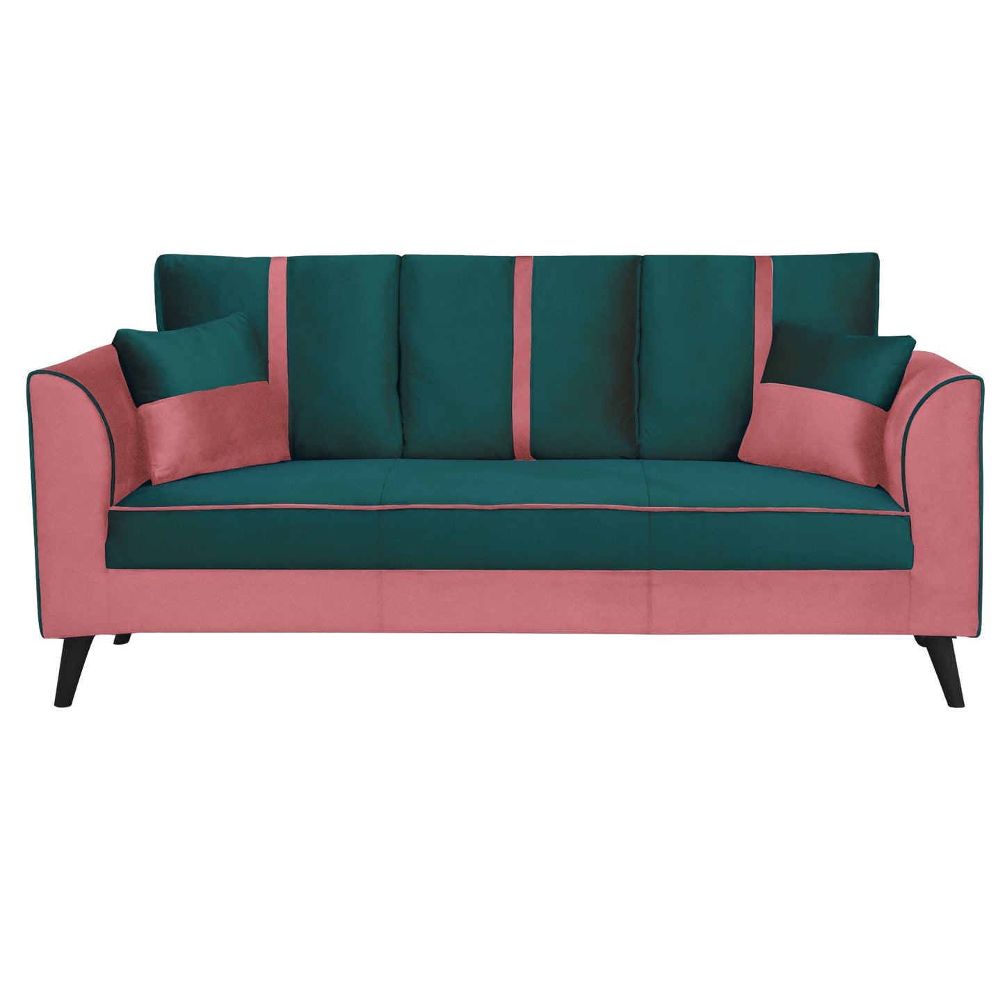 Mason Cushion Back Fabric Sofa - Dark Pink & Green