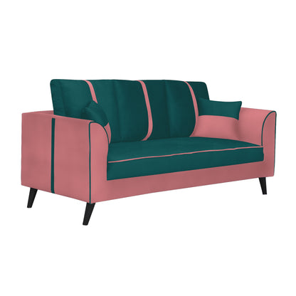 Mason Cushion Back Fabric Sofa - Dark Pink & Green