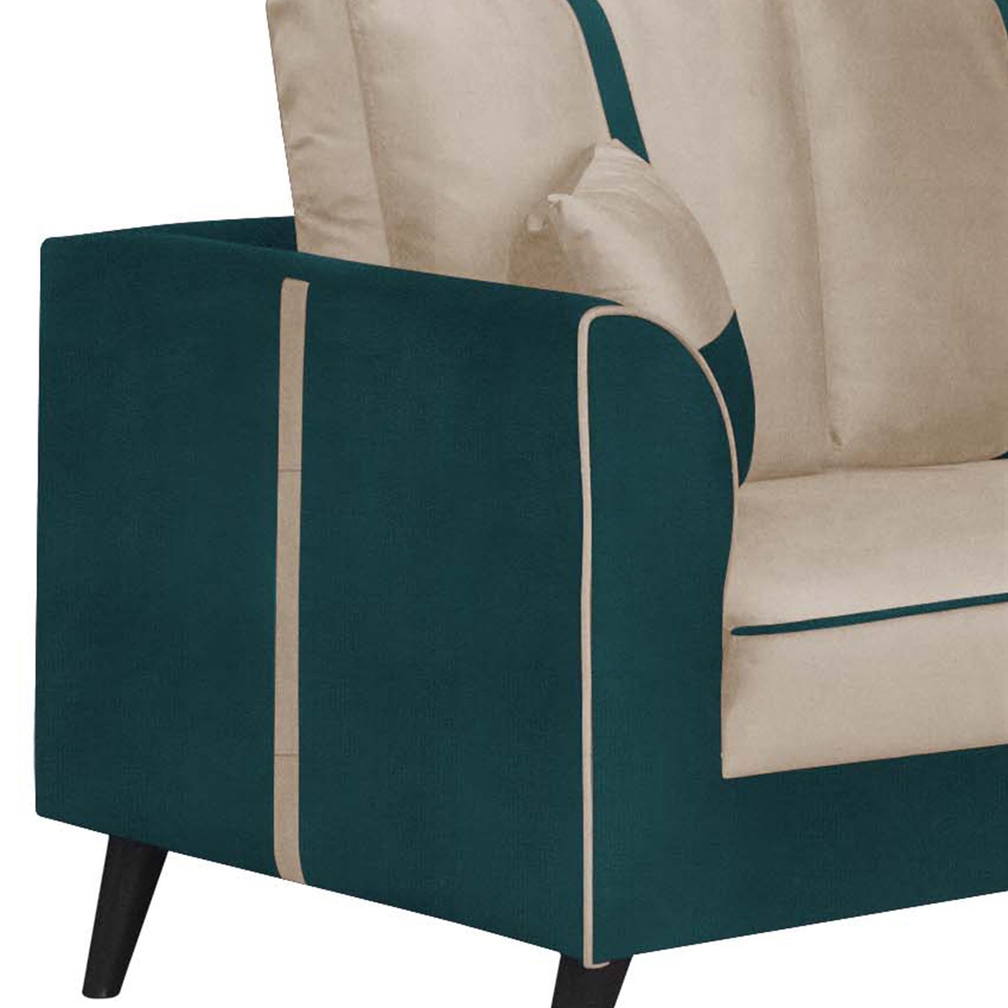 Mason Cushion Back Fabric Sofa - Green & Beige