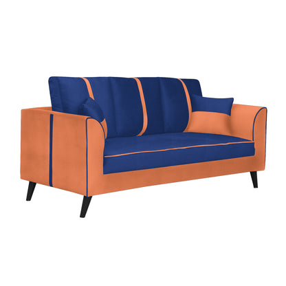 Mason Cushion Back Fabric Sofa - Orange & Blue