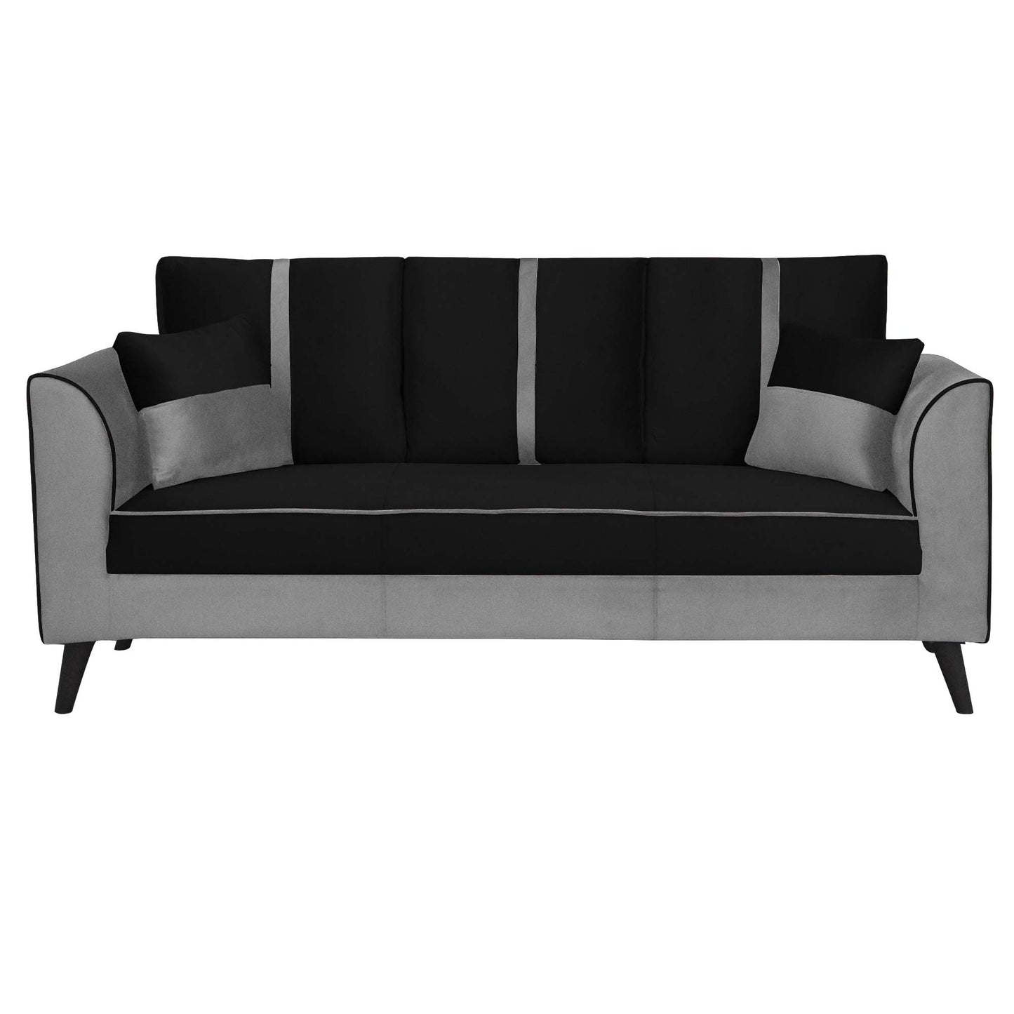 Mason Cushion Back Fabric Sofa - Grey & Black