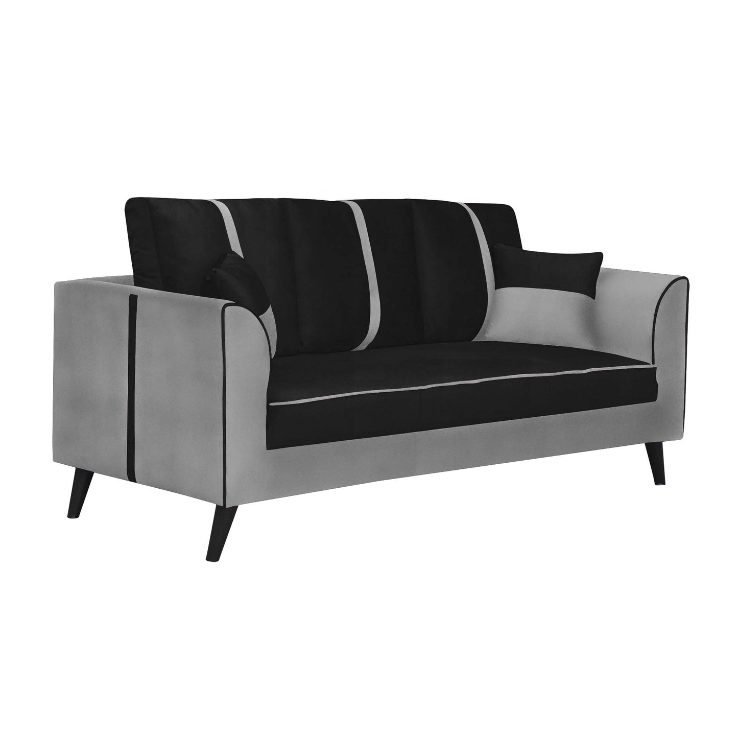 Mason Cushion Back Fabric Sofa - Grey & Black