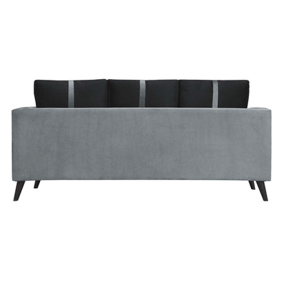 Mason Cushion Back Fabric Sofa - Grey & Black