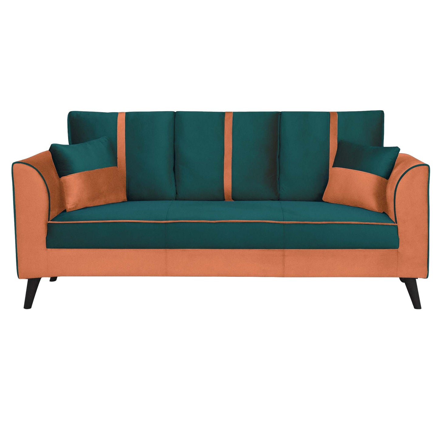 Mason Cushion Back Fabric Sofa - Orange & Green