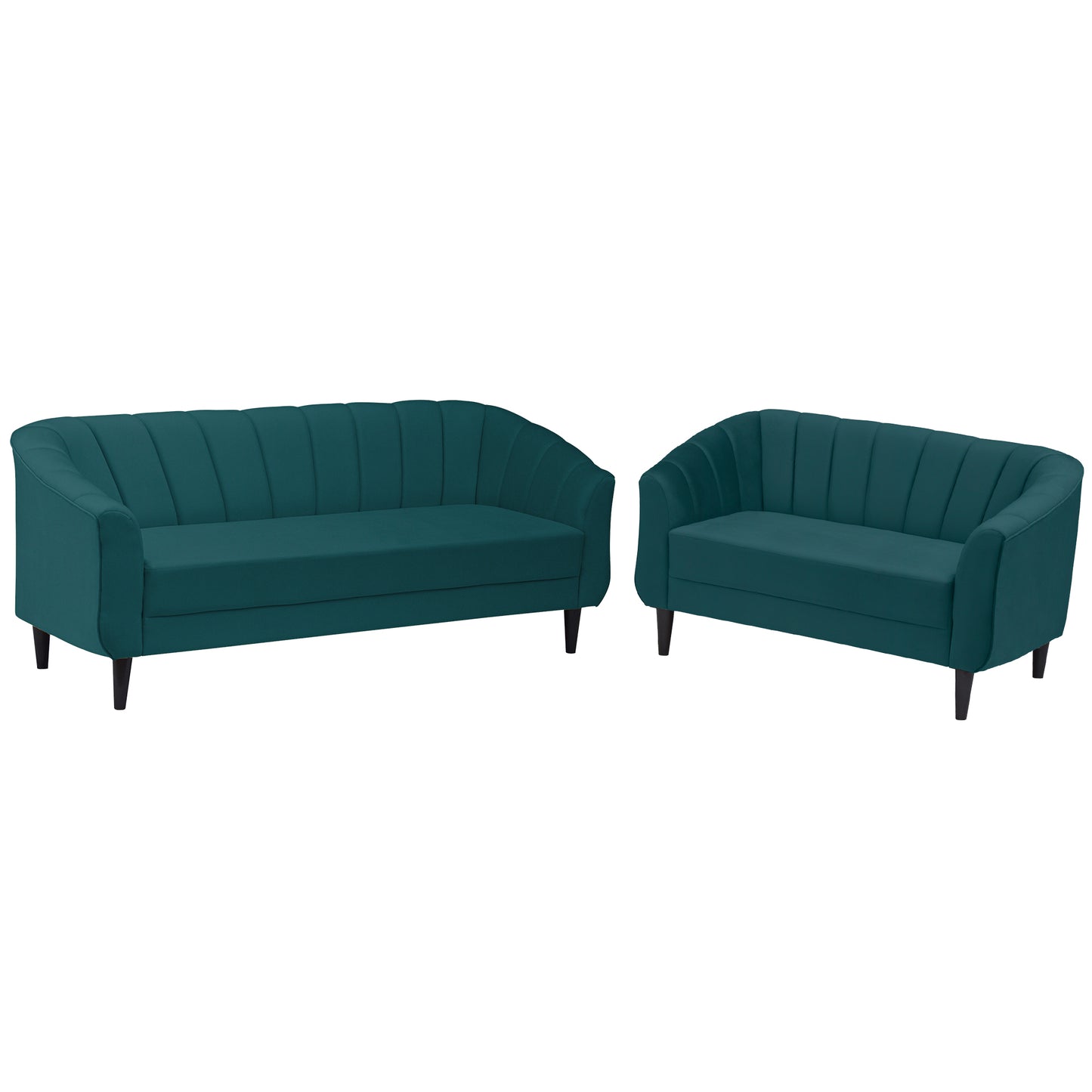 Persia Quilted Back 3+2 Seater FabricSofa Set - Green