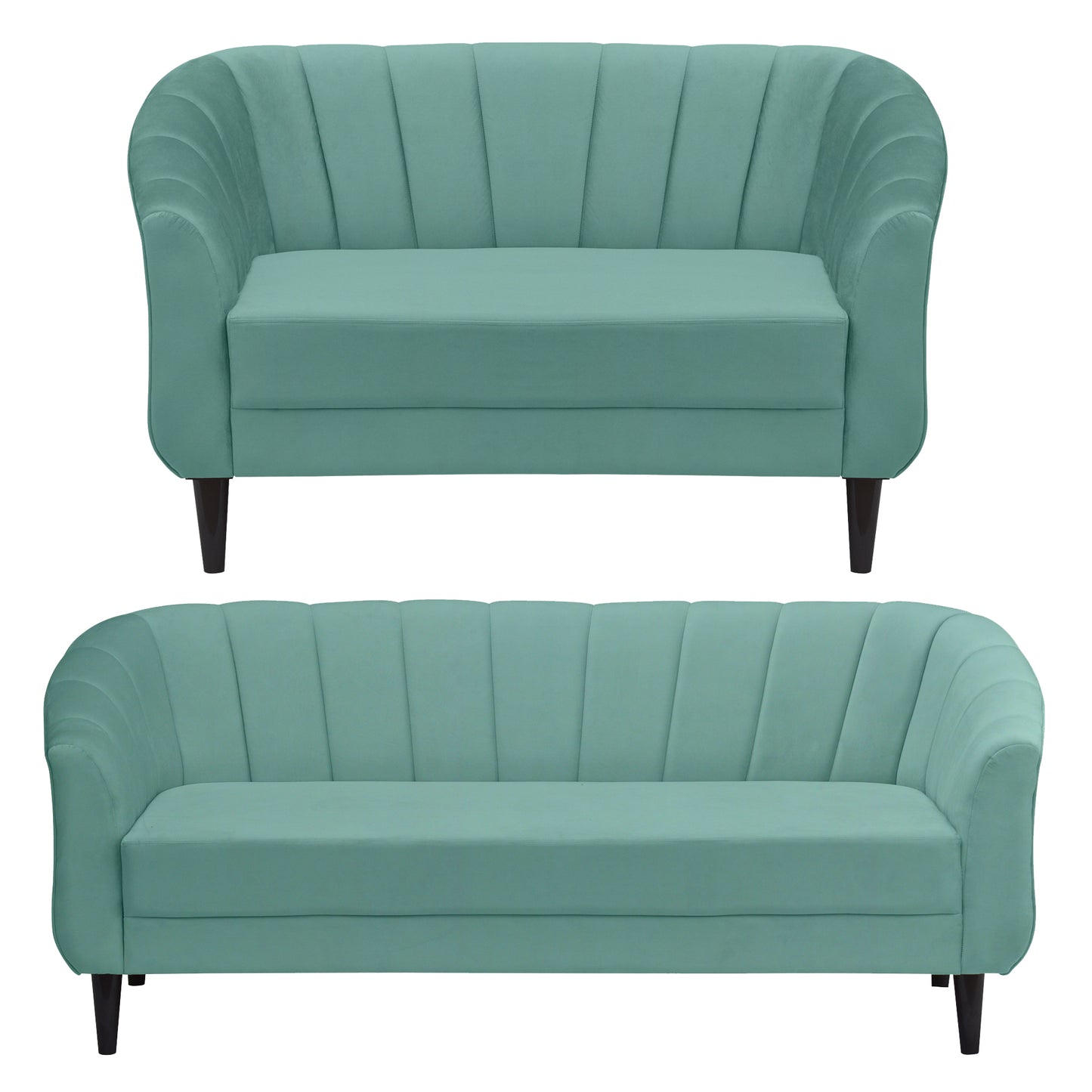 Persia Quilted Back 3+2 Seater FabricSofa Set - Sea Green