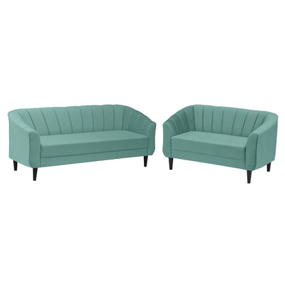 Persia Quilted Back 3+2 Seater FabricSofa Set - Sea Green