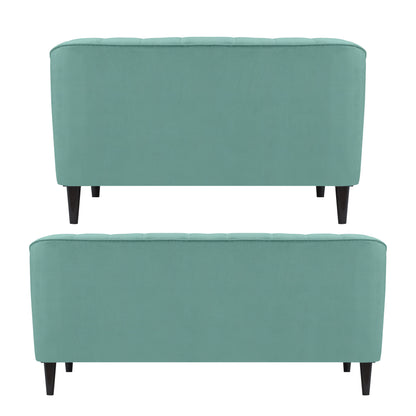 Persia Quilted Back 3+2 Seater FabricSofa Set - Sea Green