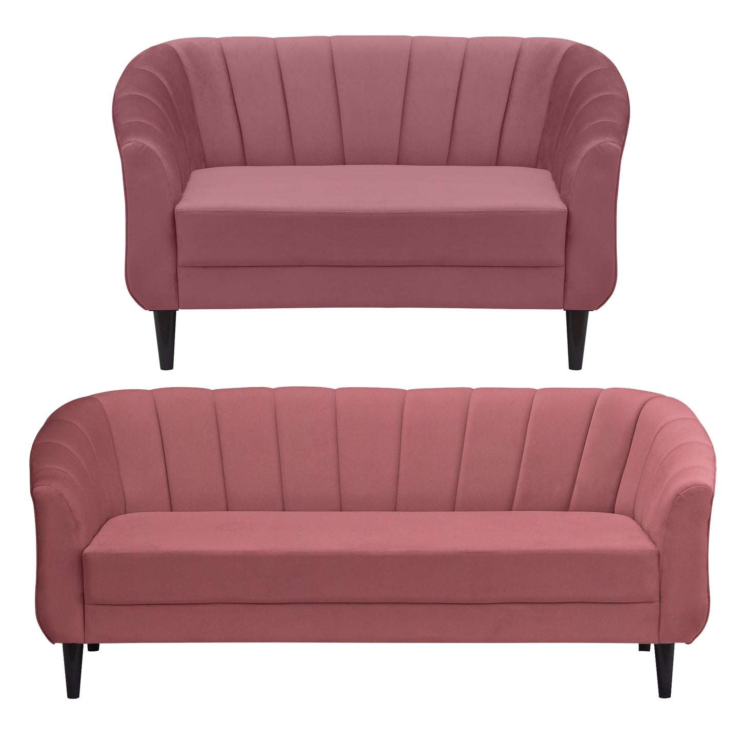 Persia Quilted Back 3+2 Seater FabricSofa Set - Dark Pink