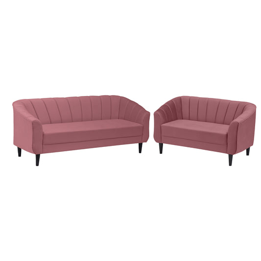 Persia Quilted Back 3+2 Seater FabricSofa Set - Dark Pink