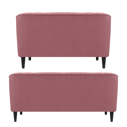 Persia Quilted Back 3+2 Seater FabricSofa Set - Dark Pink