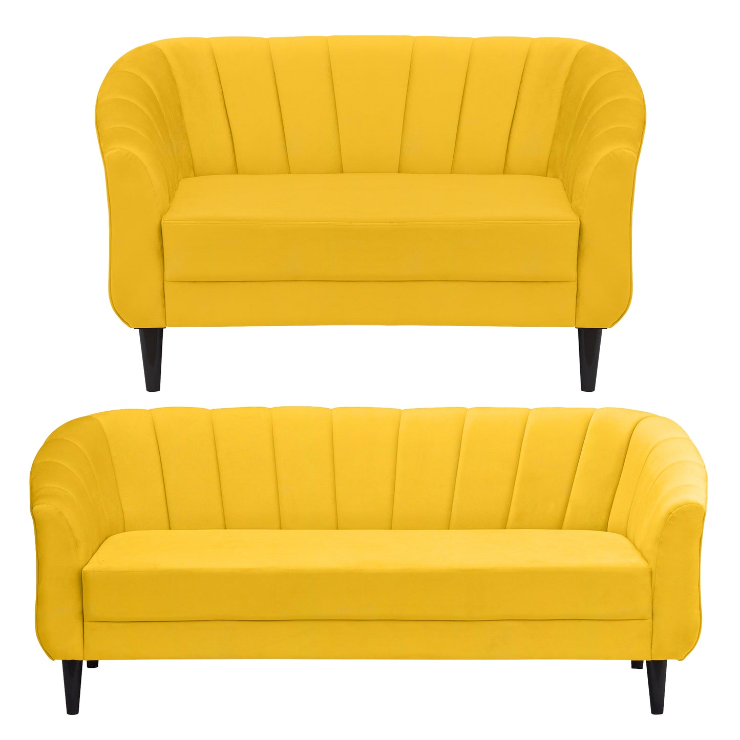 Persia Quilted Back 3+2 Seater FabricSofa Set - Yellow