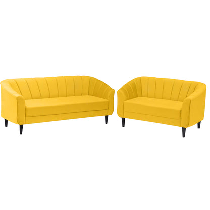 Persia Quilted Back 3+2 Seater FabricSofa Set - Yellow