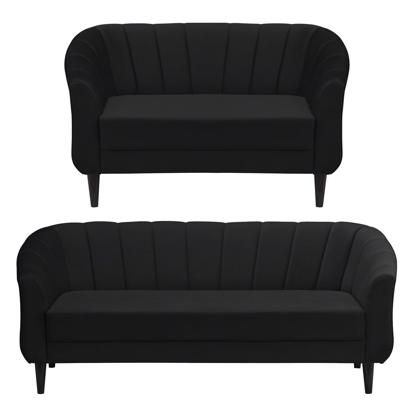 Persia Quilted Back 3+2 Seater FabricSofa Set - Black