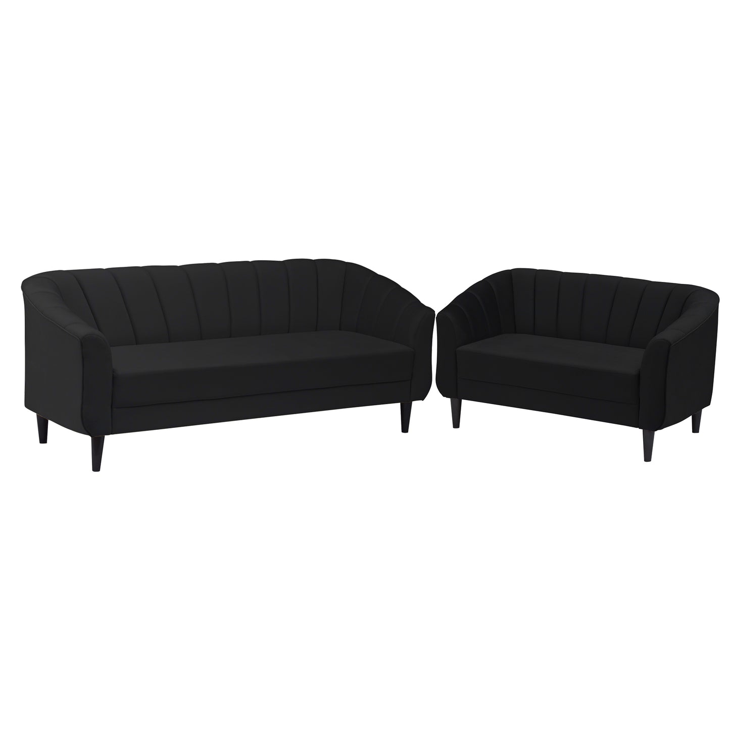 Persia Quilted Back 3+2 Seater FabricSofa Set - Black