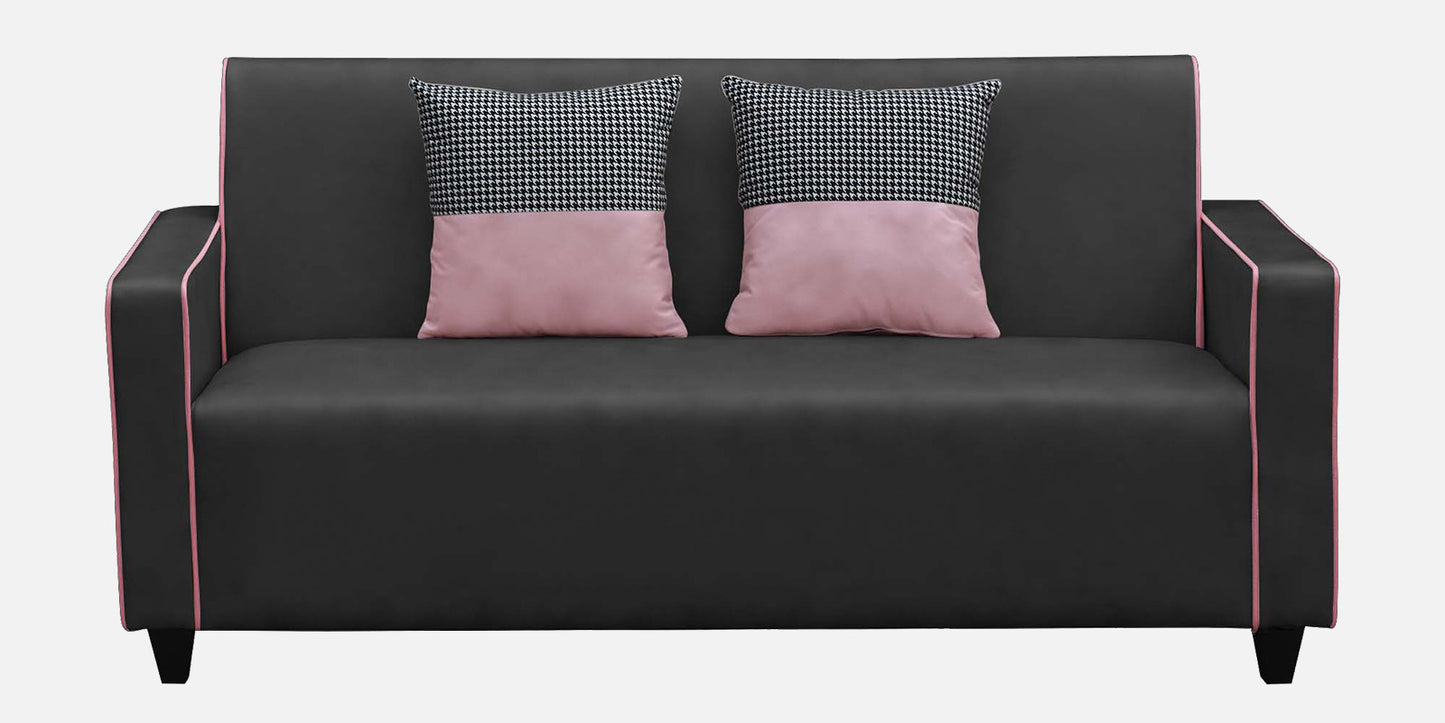 Alex Cushion Back Leatherette Sofa - Black