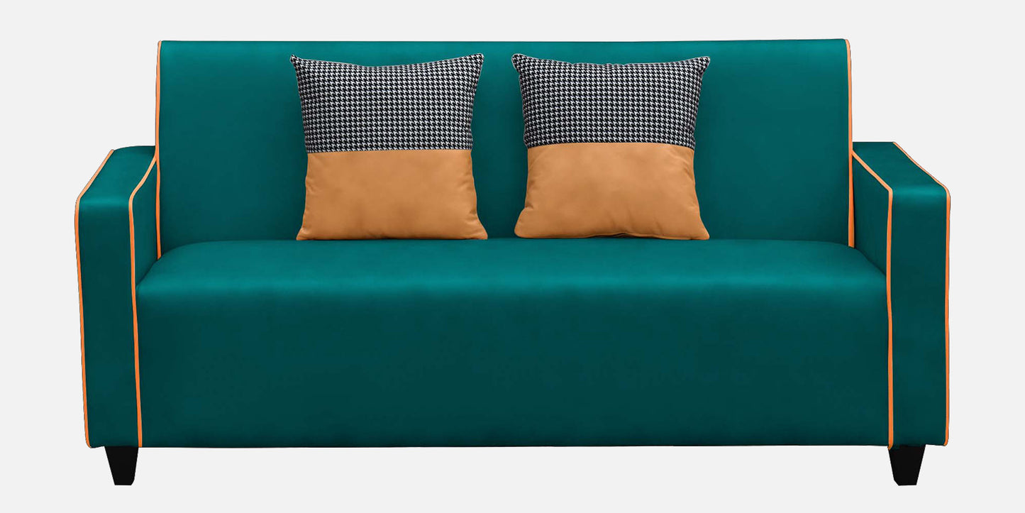 Alex Cushion Back Leatherette Sofa - Green