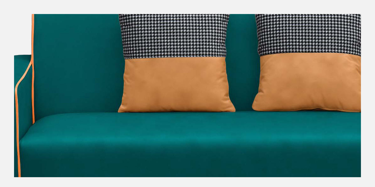 Alex Cushion Back Leatherette Sofa - Green