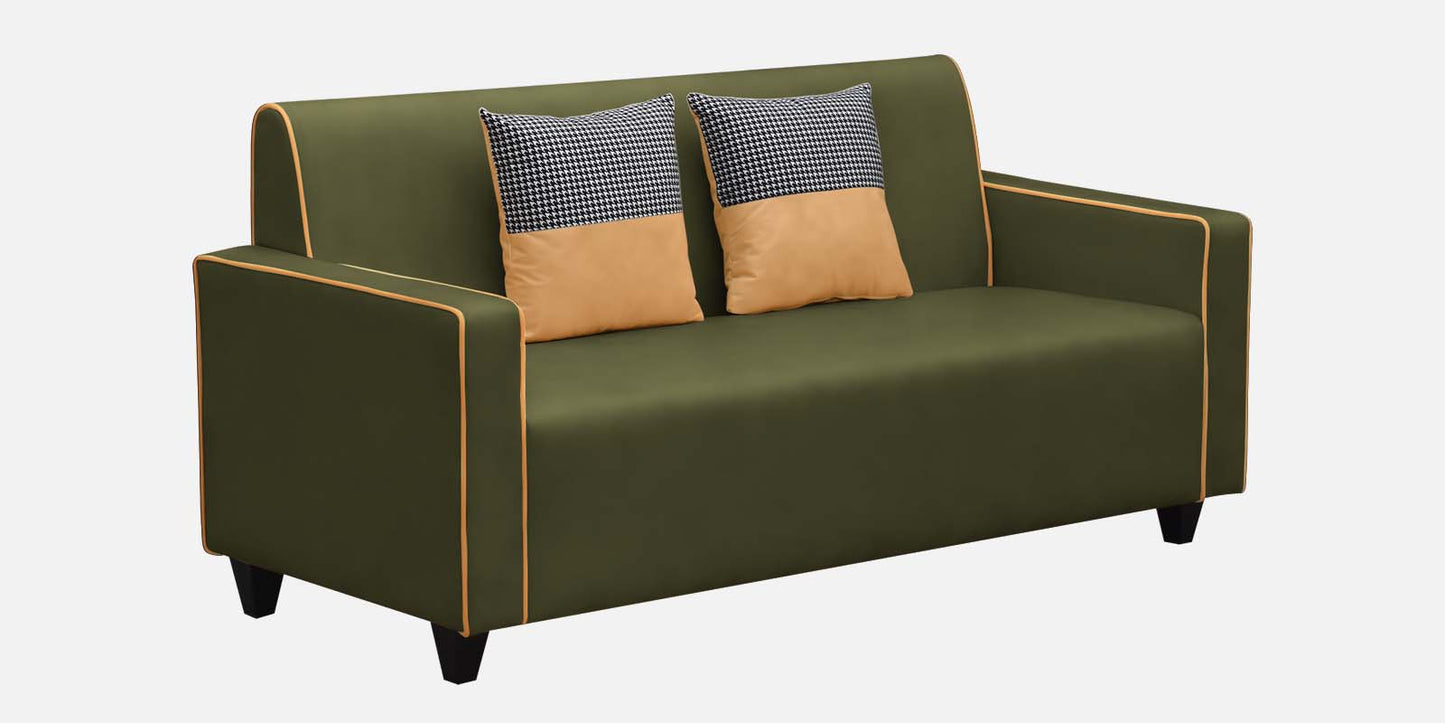 Alex Cushion Back Leatherette Sofa - Olive Green