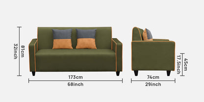 Alex Cushion Back Leatherette Sofa - Olive Green