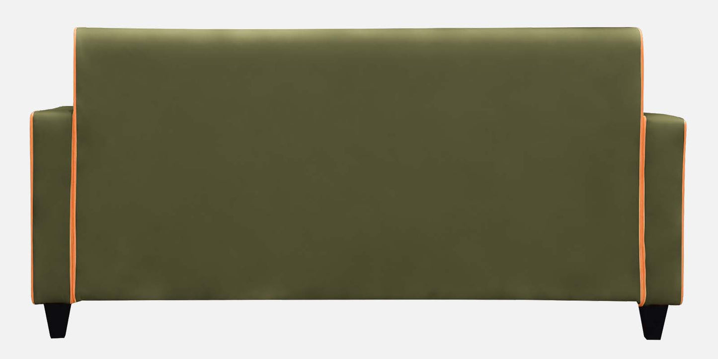 Alex Cushion Back Leatherette Sofa - Olive Green