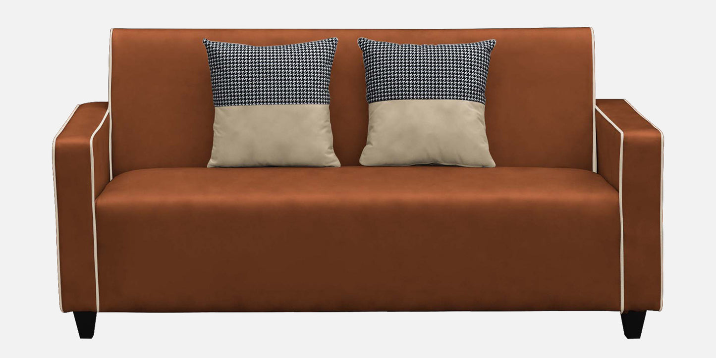 Alex Cushion Back Leatherette Sofa  - Rust