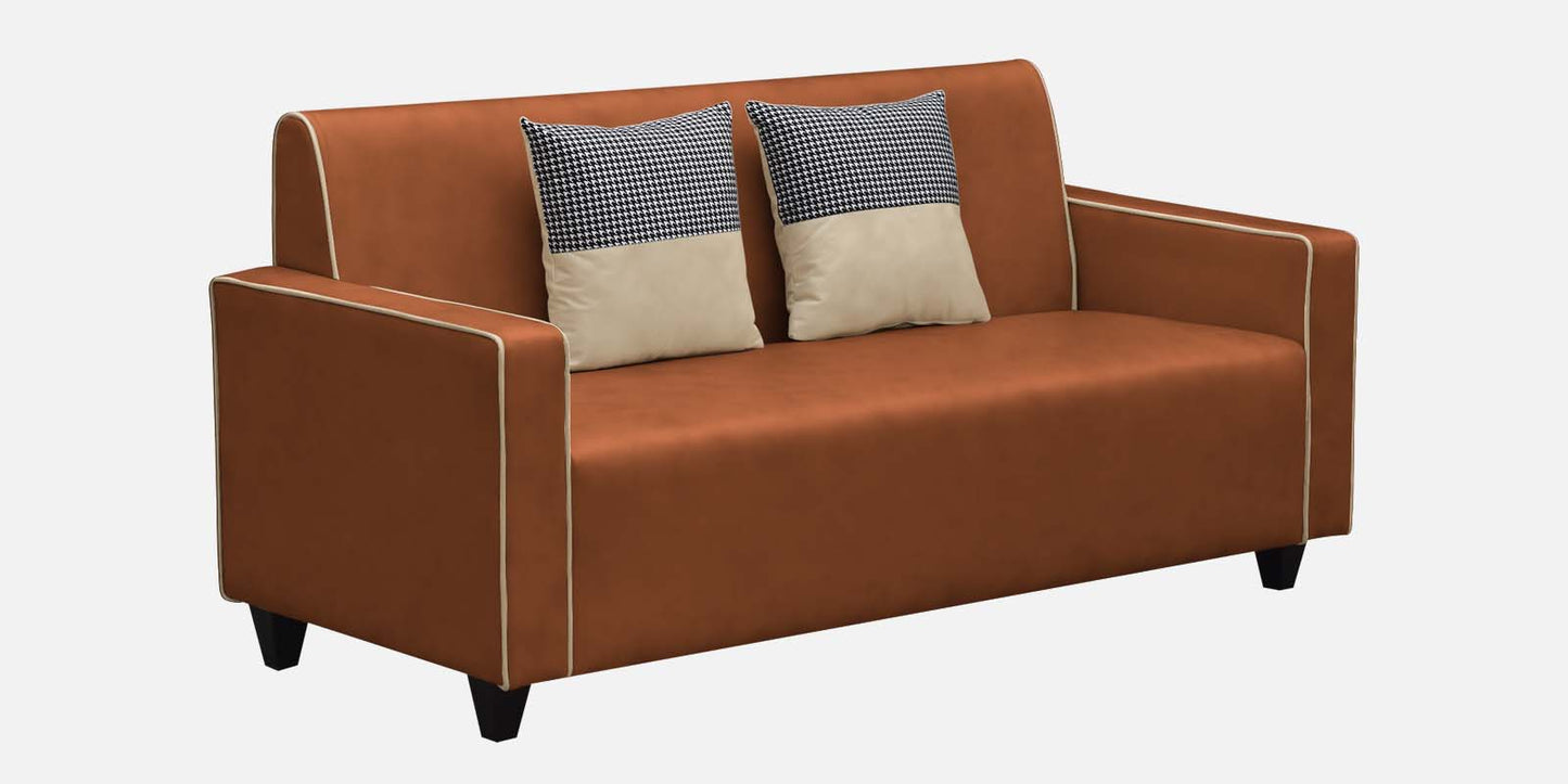 Alex Cushion Back Leatherette Sofa  - Rust