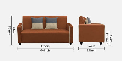 Alex Cushion Back Leatherette Sofa  - Rust