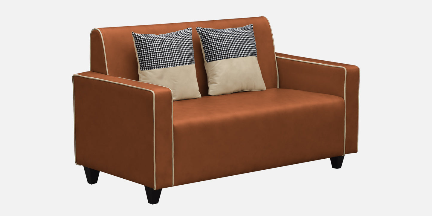 Alex Cushion Back Leatherette Sofa  - Rust