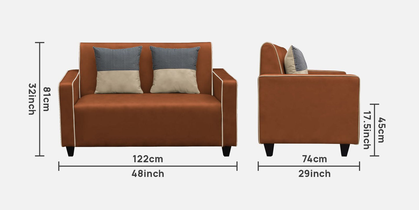 Alex Cushion Back Leatherette Sofa  - Rust