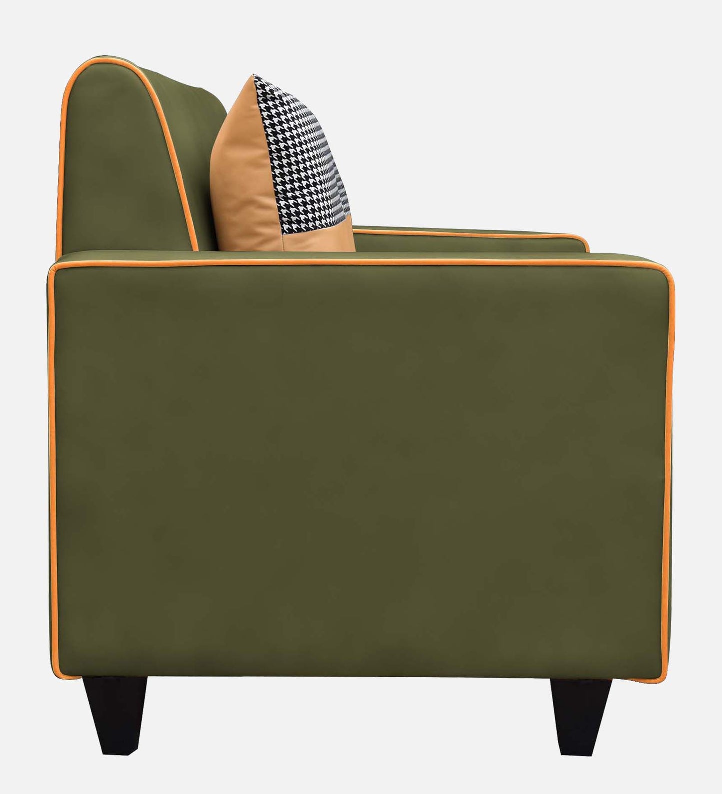 Alex Cushion Back Leatherette Sofa - Olive Green