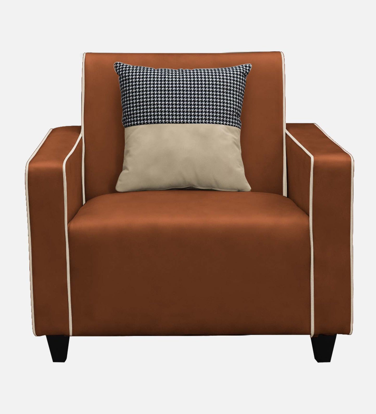 Alex Cushion Back Leatherette Sofa  - Rust