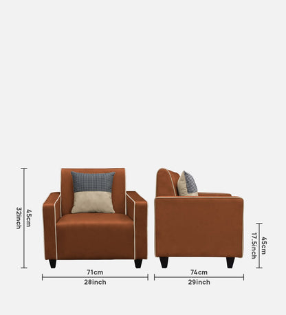 Alex Cushion Back Leatherette Sofa  - Rust