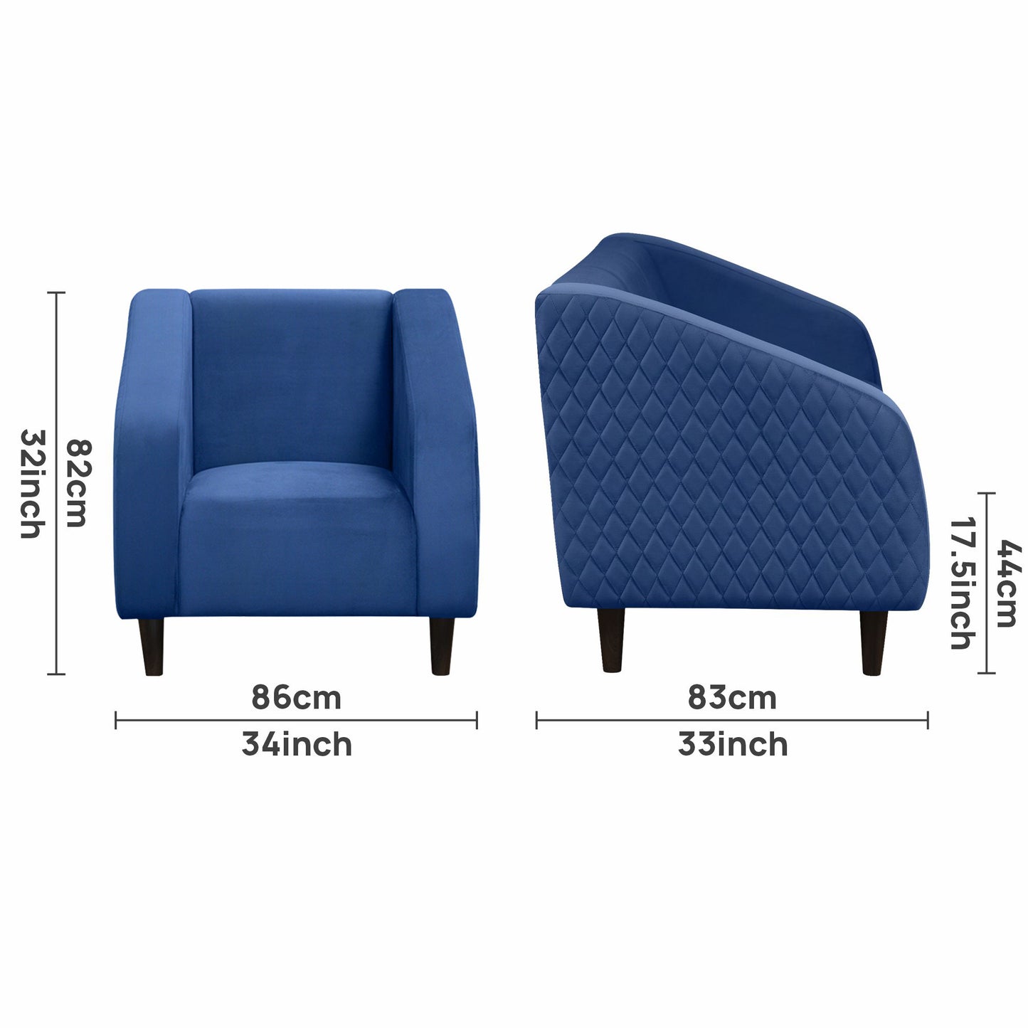 Jamson Sofa Velvet Fabric Sofa- Blue