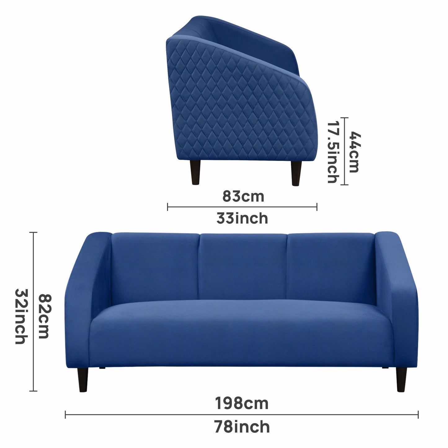 Jamson Sofa Velvet Fabric Sofa- Blue