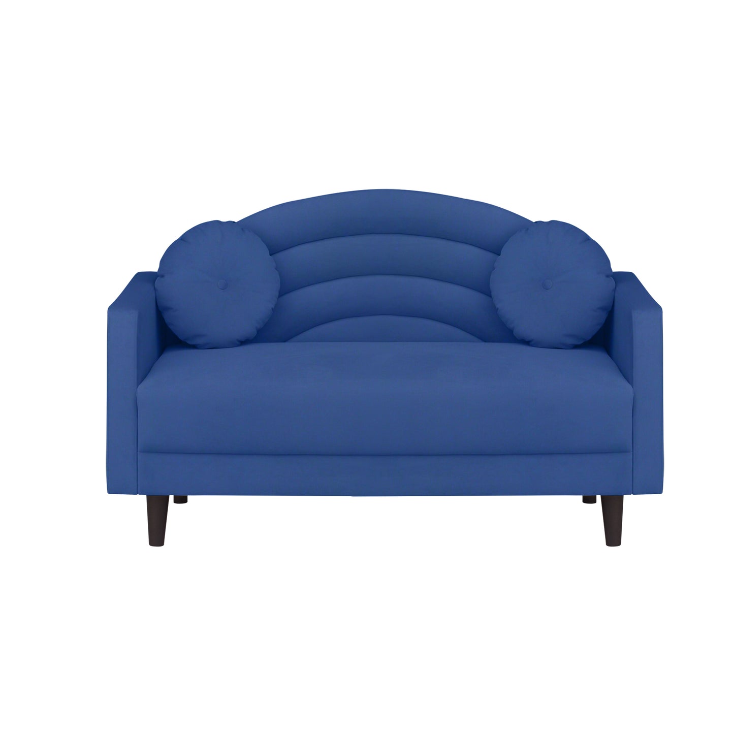 Isabel Round Quilted Back Fabric Sofa - Blue