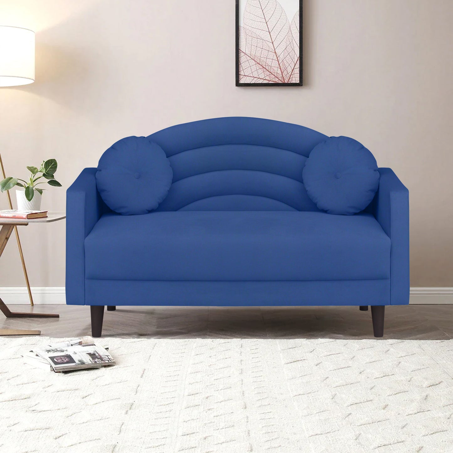 Isabel Round Quilted Back Fabric Sofa - Blue