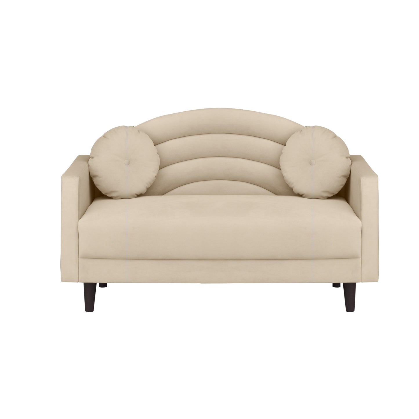 Isabel Round Quilted Back Fabric Sofa - Beige