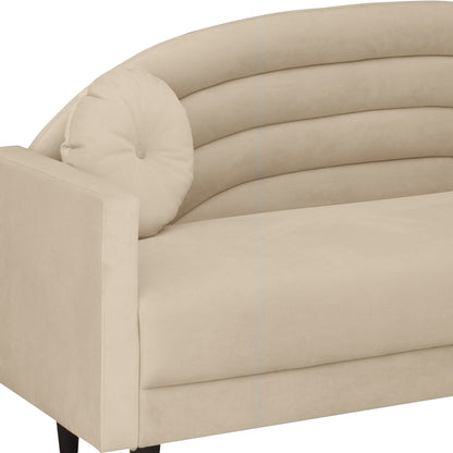 Isabel Round Quilted Back Fabric Sofa - Beige