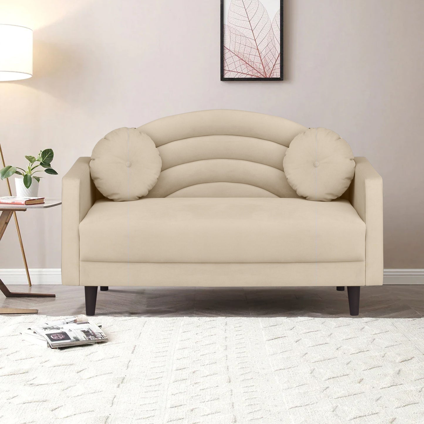 Isabel Round Quilted Back Fabric Sofa - Beige